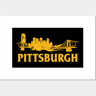 Pittsburgh Retro Skyline Bridge Vintage, Pittsburgh lovers Posters and Art